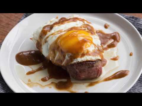 Steak & Fried Egg with Black Pepper Pan Gravy -...