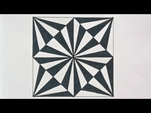 How to draw Geometric Square Optical Illusion Art | 3D Art trick on paper | step by step