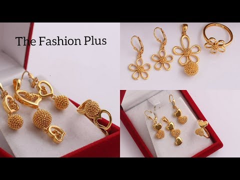 Latest combo sets of gold pendant/ earring/ ring/designs