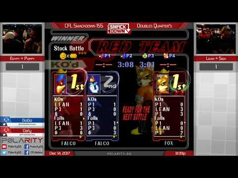 CFL Smackdown 155 Melee - Egypt + Puppy vs Lean + Sigh - Doubles Losers Quarters