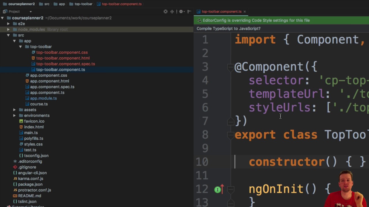 Generate a top toolbar component