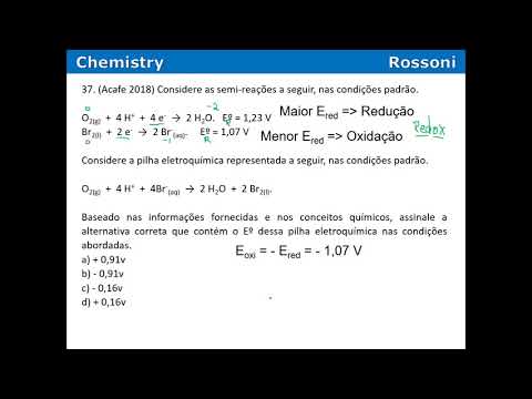 Acafe 2018 2 Medicina - Q37 Eletroquímica - cálculo da ddp fem tensão