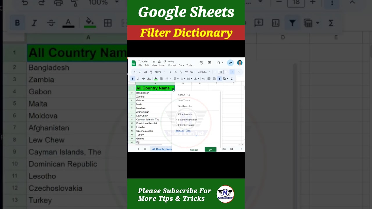 Filter Like as Dictionary in Google Sheets