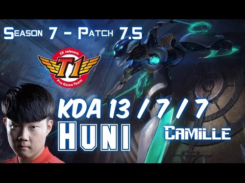 SKT T1 Huni CAMILLE vs RIVEN Top - Patch 7.5 KR Ranked