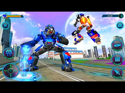 Futuristic US Flying Police Robot Car Revenge Game 2025 - Android Gameplay