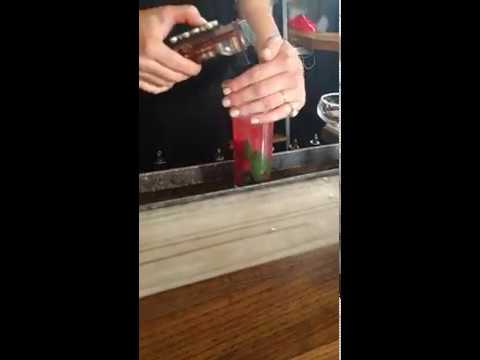 Making a Raspberry Mojito at Hachoir in Montreal