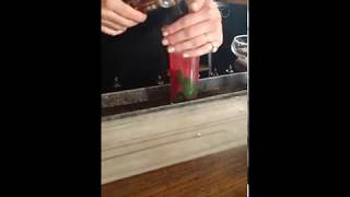 Making a Raspberry Mojito at Hachoir in Montreal