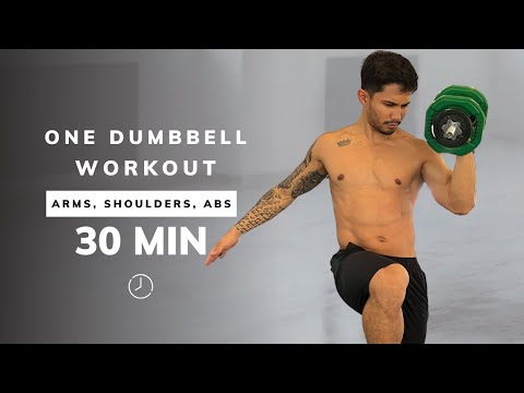 30 MIN ONE DUMBBELL WORKOUT - ARMS, SHOULDERS, ABS with weights, dumbbells - no repeat