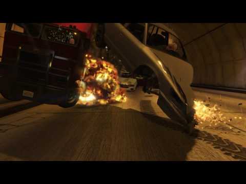 GTA 5 Destruction of  Cars with Rhino Tank in the Tunnel