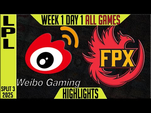 WBG vs FPX Highlights ALL GAMES | LPL Split 3 2025 Rumble | Weibo Gaming vs FunPlus Phoenix