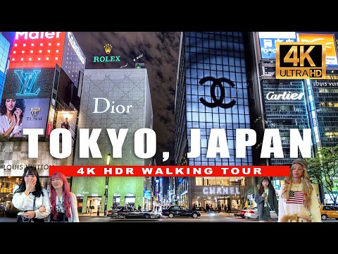 4K Tokyo, Japan Walking Tour | Ginza & Shinjuku Luxury Shopping District Walk | 4K HDR 60fps
