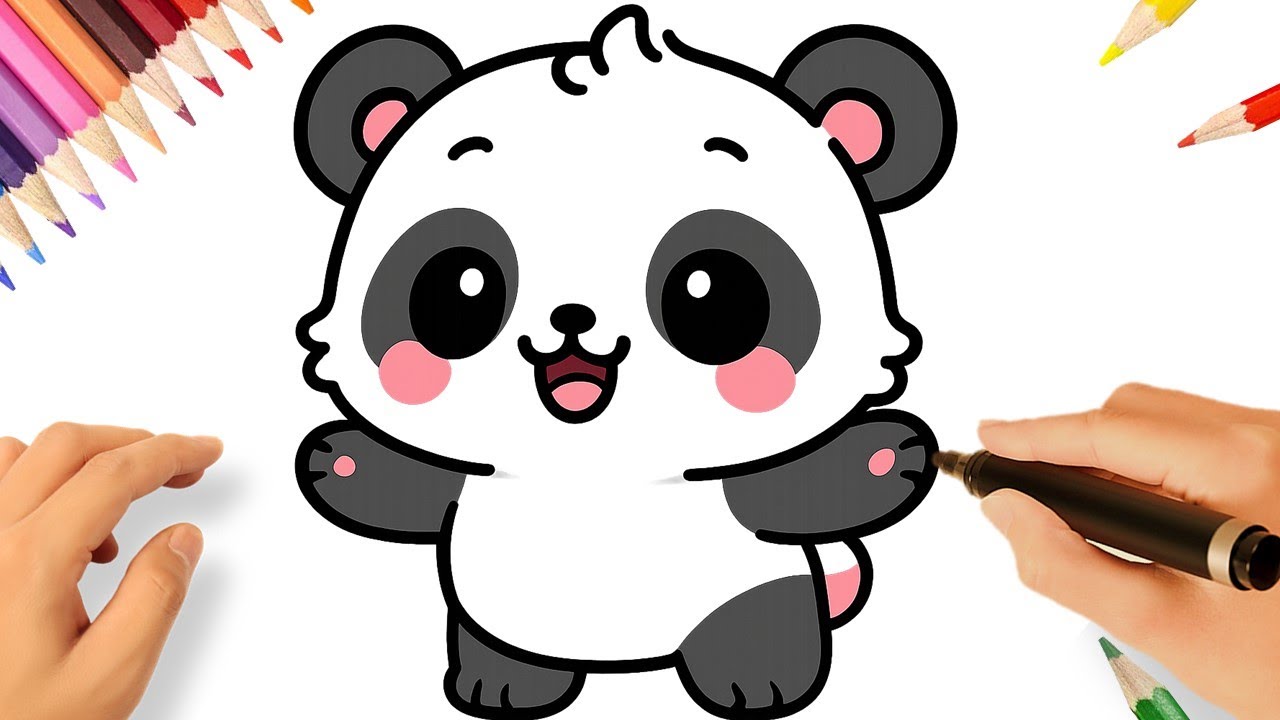 HOW TO DRAW A CUTE KAWAII BABY PANDA EASY 🐼💟