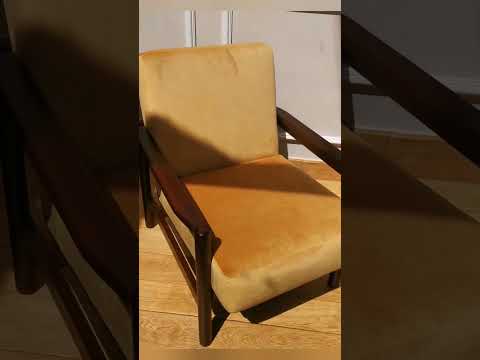 Ekskluzywny Fotel PRL STOBRAWA musztardowy żółty z linii RETRO