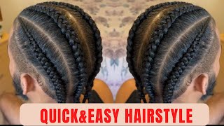 How to do simple 4 big men braids // Cornrows