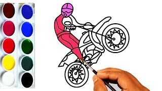 Motorcycle Coloring Pages - Draw and Coloring Bike Video - Coloring Video for Kids
