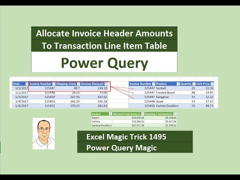 EMT 1493 Excel Formulas PivotTable Allocate Invoice Header Amounts To Transaction Line Table