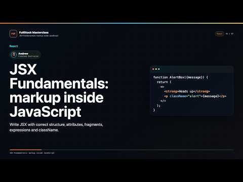 Jsx Fundamentals Markup Inside Javascript Explained Fullstack Masterclass React Course
