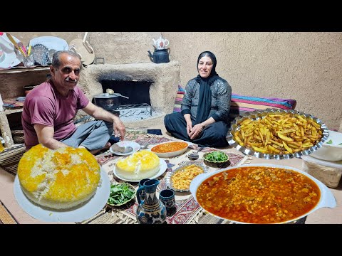 “Rural Life in Iran | Gheimeh & Golden Saffron Tahdig”