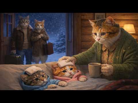A Touching Winter Story: Grandma Cat Caring for the Sick Kittens