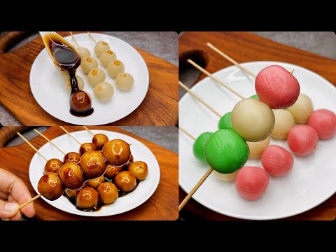 Homemade Dango Recipe~Chewy Japanese Dumpling Dessert: Mitarashi Dango & Hanami Dango without Tofu