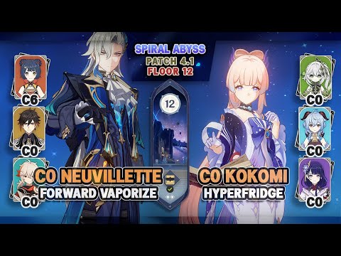 C0 Neuvillette Forward Vape & C0 Kokomi Hyperfridge | NEW Spiral Abyss 4.1 Floor 12 - Genshin Impact