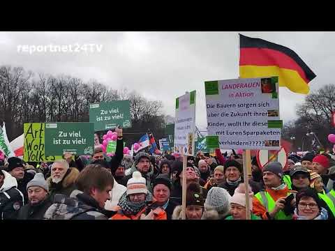 Bauerndemo vom 15.01.2024 - Lindner-Rede und Stimmung am Brandenburger Tor Zusammenschnitt