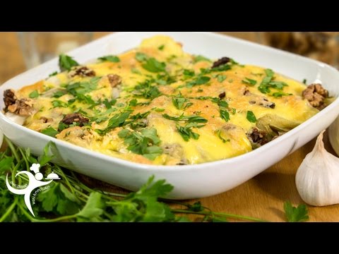 Cykoria zapiekana z wielkopolskim serem smażonym i orzechami włoskimi