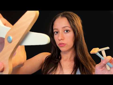 ASMR Skin Care, Corte de Pelo y Maquillaje DE MADERA 🪵
