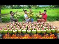 TENDER COCONUT QUAIL RECIPE | Tender Coconut Kada Curry | Village Food