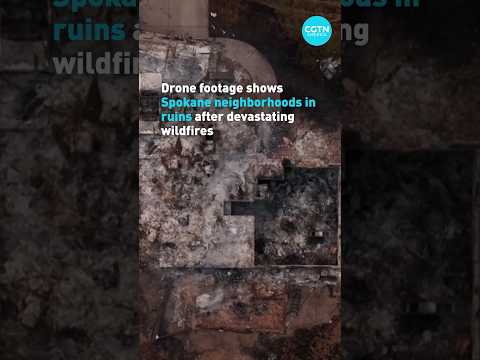 spokane washington wildfire ruins drone