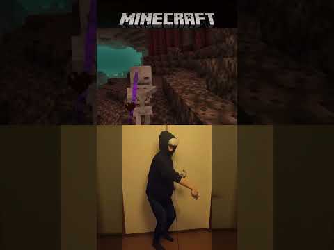 [Minecraft VR] Eating salmon and Fighting the skeleton. Game play 20230825 #shorts