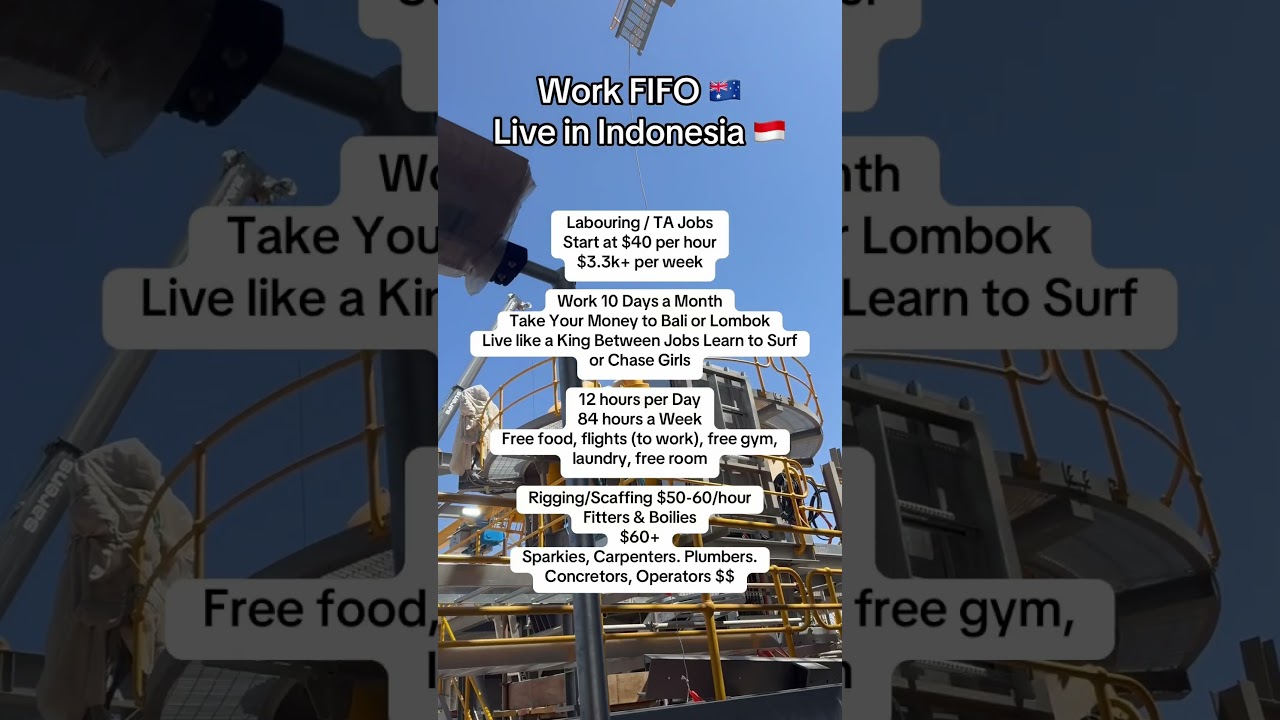 Work In FIFO. Live in Indonesia. #fifo #jobs #entrylevel #australia #fifolife #whvaustralia #bali