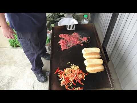 BlackStone Flat Top Griddle, Cheese Steak Sandwiches