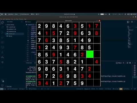 sudoku solver visualisation pygame