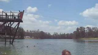 preview picture of video 'Jon rides the zip line into the lake'