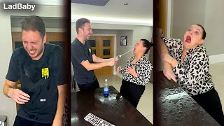 Couples Bottle Flip Splash Challenge 🤣🥤