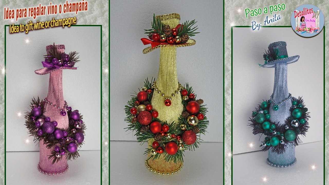 Watch DIY idea para decorar botella de vino para regalar o cena de navidad Now DIY idea para decorar botella de vino para regalar o cena de navidad