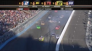 Kevin Harvick Wins! & Danica Patrick Causes a Huge Crash At End Keselowski Johnson Interview