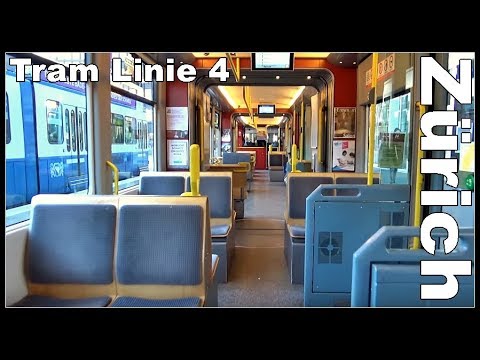 Zürich Tram Linie 4 / Bahnhof Tiefenbrunnen - Bahnhof Altstetten Nord, Stadt Zürich, Schweiz 2018
