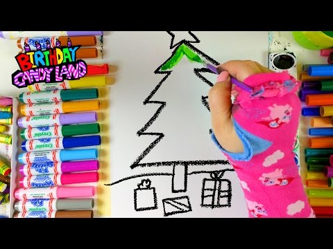 Drawing + Coloring Christmas Tree with Oil Pastels