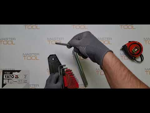 Ключі 6-гранні,Г-подібні дюймові YATO з кульовим наконечником, подовжені, компл. 12 шт. [6/36]