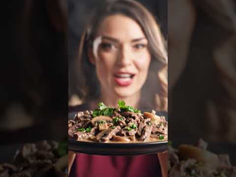 Goveđi stroganoff sa šampinjonima – kremasto jelo iz jedne tiganj tave 🍲✨