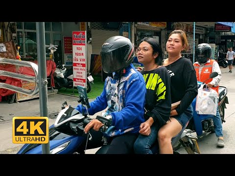 (4k) pattaya soi buakhao por songthaews 10 banhos ônibus e caminhada de volta - Tailândia