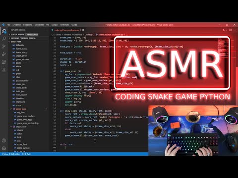 Come Programmare Videogiochi in Python | TUTORIAL ITALIANO - ASMR Programming Snake Game