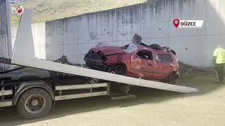 Otomobil 20 Metreden Bahçeye Uçtu 1 Yaralı