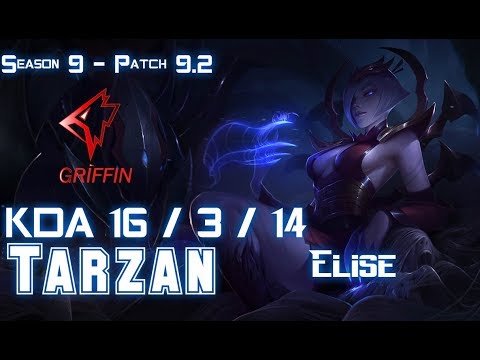 GRF Tarzan ELISE vs NIDALEE Jungle - Patch 9.2 KR Ranked