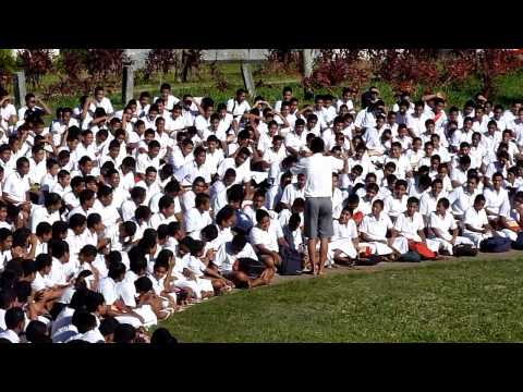 Tonga College school song with dance instructor