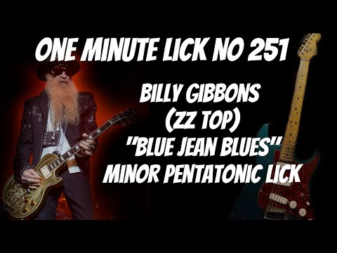 #OneMinuteLick 251 Billy Gibbons ZZ Top "Blue Jean Blues" B Minor Pentatonic Lick!