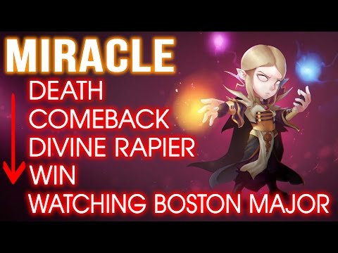 Dota 2 Miracle Invoker - Death - Comeback - Divine Rapier - Win - Watching Boston Major