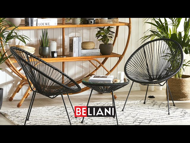 Video Teaser für BELIANI - Rattan Bistro Set Black ACAPULCO II